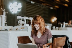 girl checking email